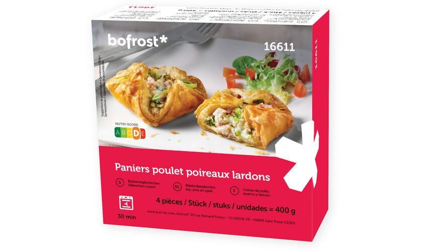 Especialidades - Pasta de full amb pollastre, porro i bac&oacute;