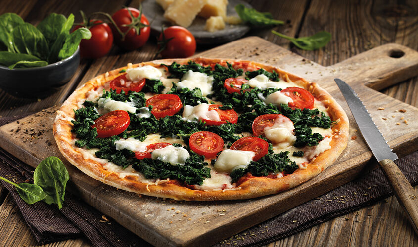 Pizzas - Pizza de espinacas y queso Grana Padano