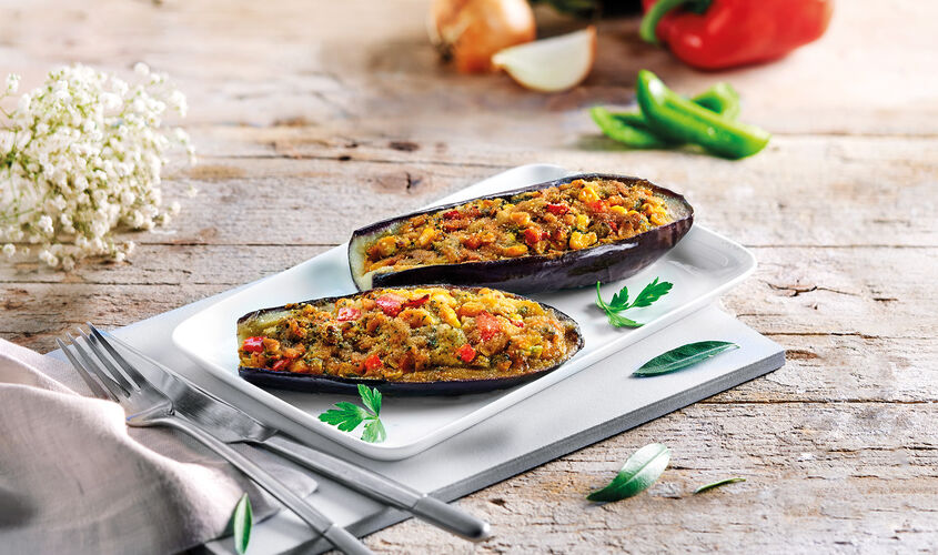 Vegetariano - Berenjenas rellenas de verduras