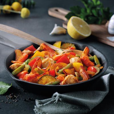 Salteados de verduras - Paella de pollastre "cl&agrave;ssica"