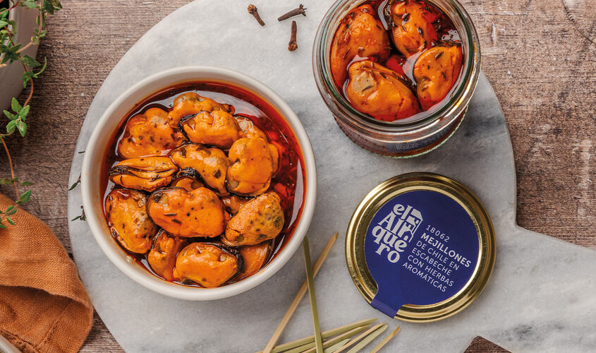 Conservas - Mejill&oacute;n de Chile en escabeche con hierbas arom&aacute;ticas Ll&eacute;vate 2 uds. por 9.90&euro;