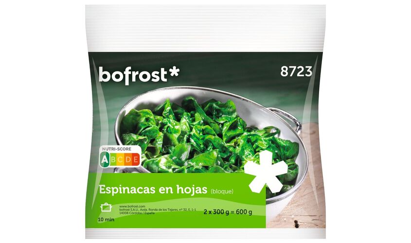 Promoci&oacute;n 4 plus 1 - Espinacas en hoja (bloque) 600 g