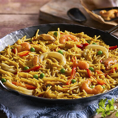 Mezcla de verduras y arroces - Fideuá de marisco