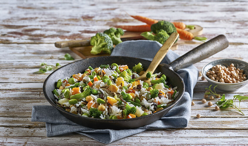 Salteados de verduras - Salteado de arroz con verduras y legumbres