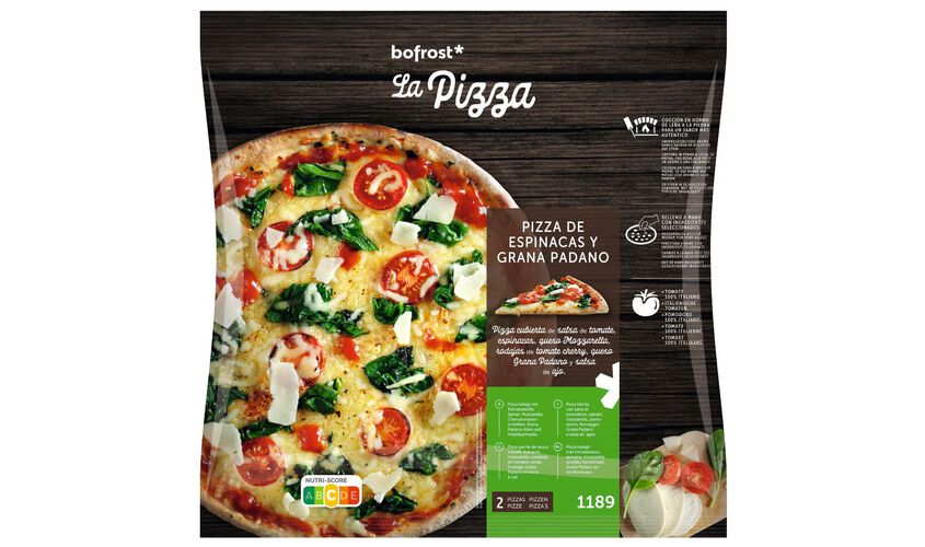 Pizzas - Pizza de espinacas y queso Grana Padano