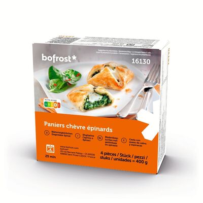 Especialidades - Cistelles amb formatge de cabra i espinacs