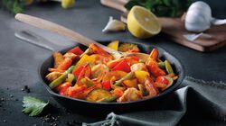 Salteados de verduras - Paella de pollastre "clàssica"