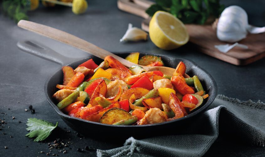 Salteados de verduras - Paella de pollastre "clàssica"