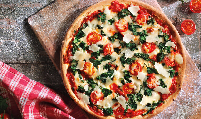 Pizzas - Pizza de espinacas y queso Grana Padano