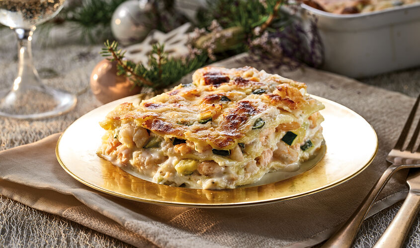 Pasta - Lasanya de crêpes de salmó i gambes