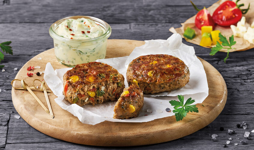  - Hamburgueses de bov&iacute; i verdura amb formatge curat