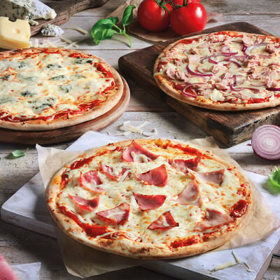 Pizzas - Trio de pizzes cl&agrave;ssic