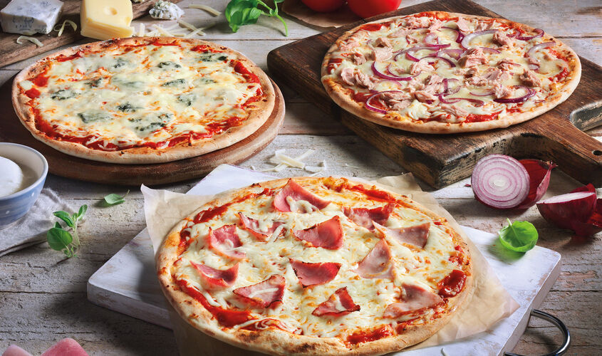 Pizzas - Trio de pizzes cl&agrave;ssic