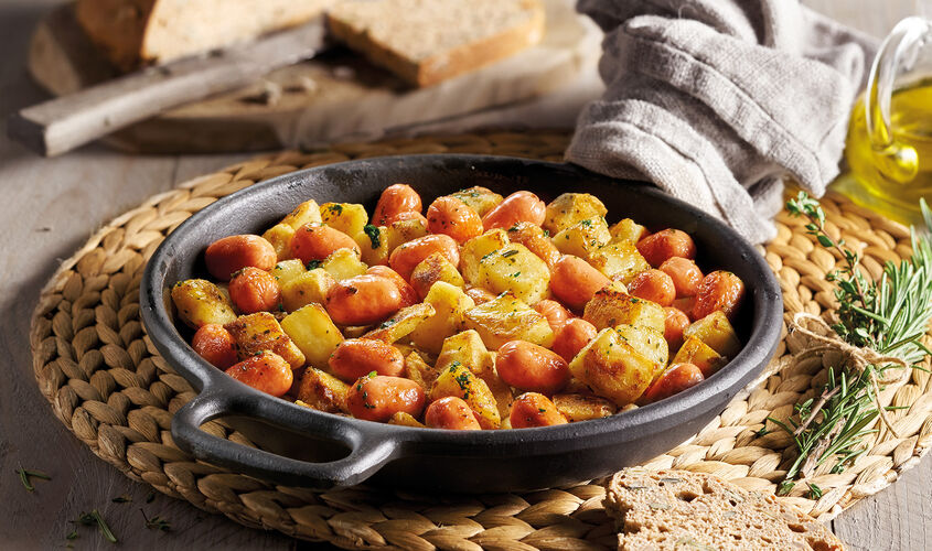 Patatas - Saltat de patates amb mini salsitxes
