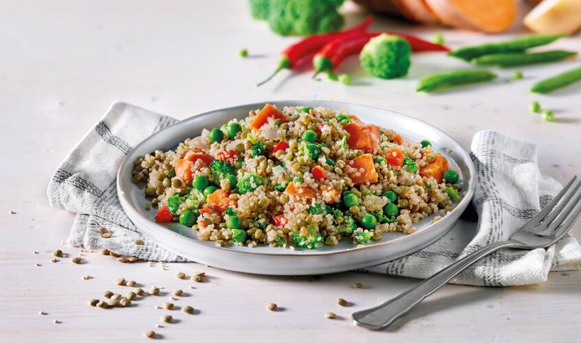 Salteados de verduras - Saltat de verduretes, quinoa i llenties