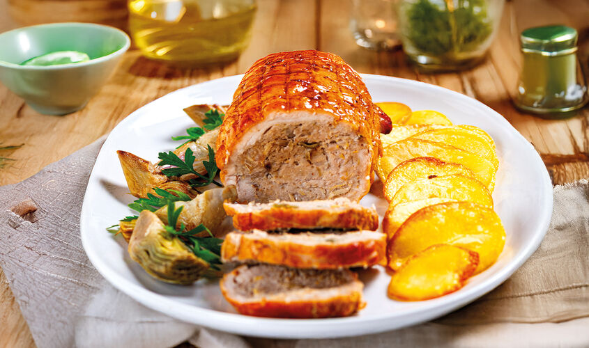  - Pavo asado relleno de alcachofas y "Pecorino Romano DOP"