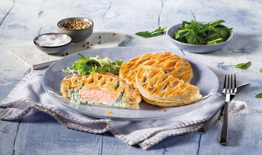 Salmón - Salmó en pasta de full amb espinacs
