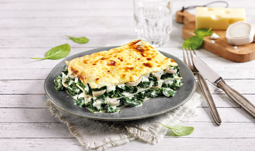 Vegetariano - Lasanya d¿espinacs, formatge de cabra i Emmental