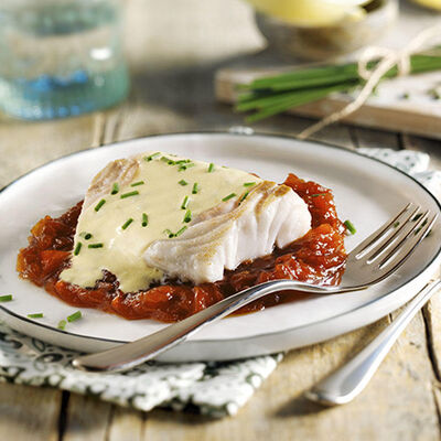 Ventrescas de bacalao al caramelo de tomate