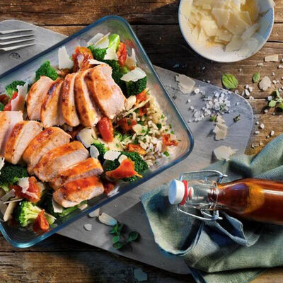 Pechuga de pollo BBQ picante con parmesano