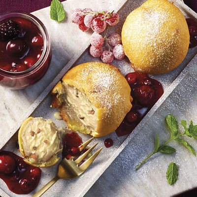 Bolas de turr&oacute;n con frutos a la canela