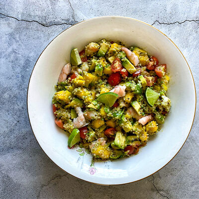 Ensalada r&aacute;pida de Quinoa y langostinos "creada por @roberto_avellan"