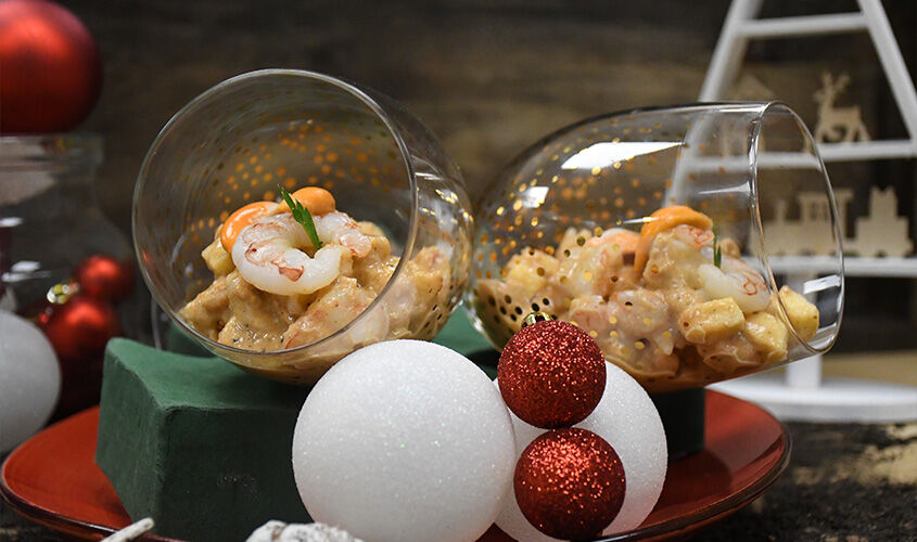 Cóctel de vieiras y marisco