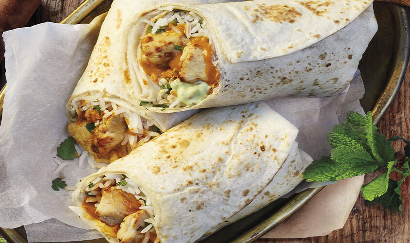 Burritos de pollo con salsa wasabi