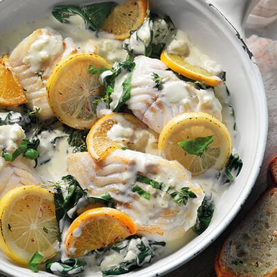 Bacalao en salsa de lim&oacute;n y naranja 