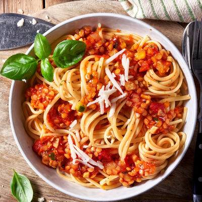 Pasta a la bolo&ntilde;esa vegetariana