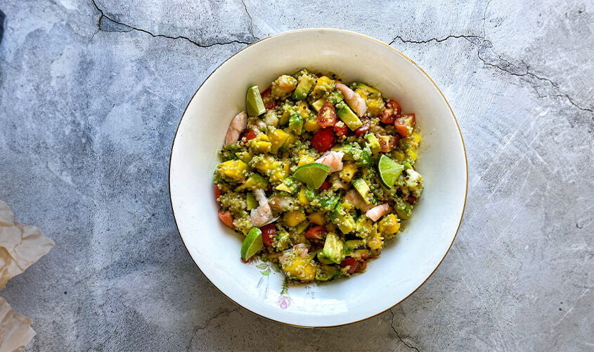 Ensalada r&aacute;pida de Quinoa y langostinos "creada por @roberto_avellan"