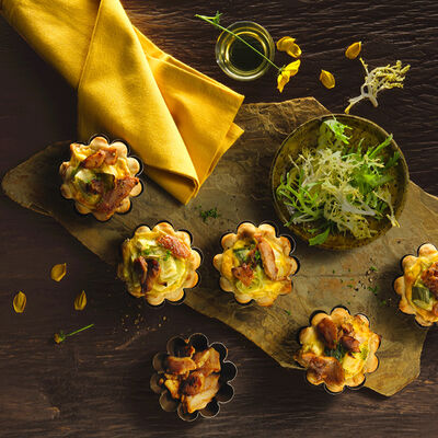 Mini quiches de puerro con kebab
