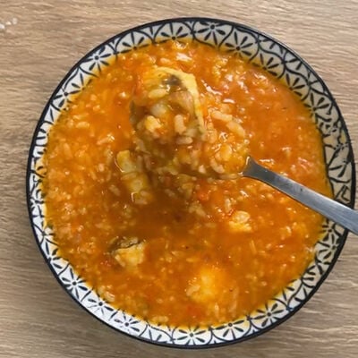Arroz caldoso con verduras y rape "propuesta de @lourdessmuji_"