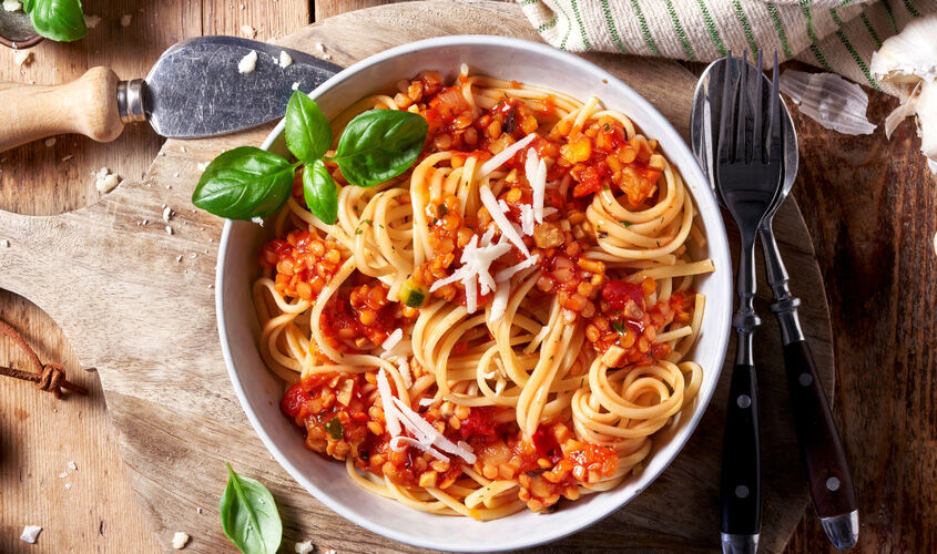 Pasta a la bolo&ntilde;esa vegetariana