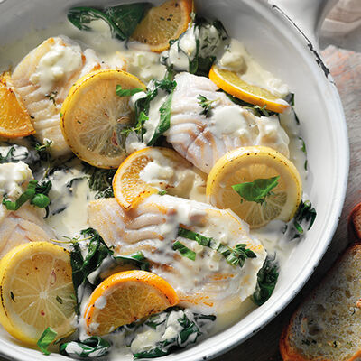 Bacalao en salsa de limón y naranja 