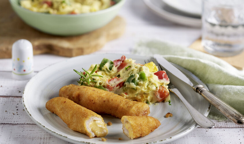 Rollitos al estilo bávaro con puré de patatas al pimentón