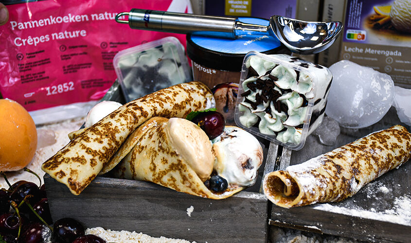 Cono de crepe con helado