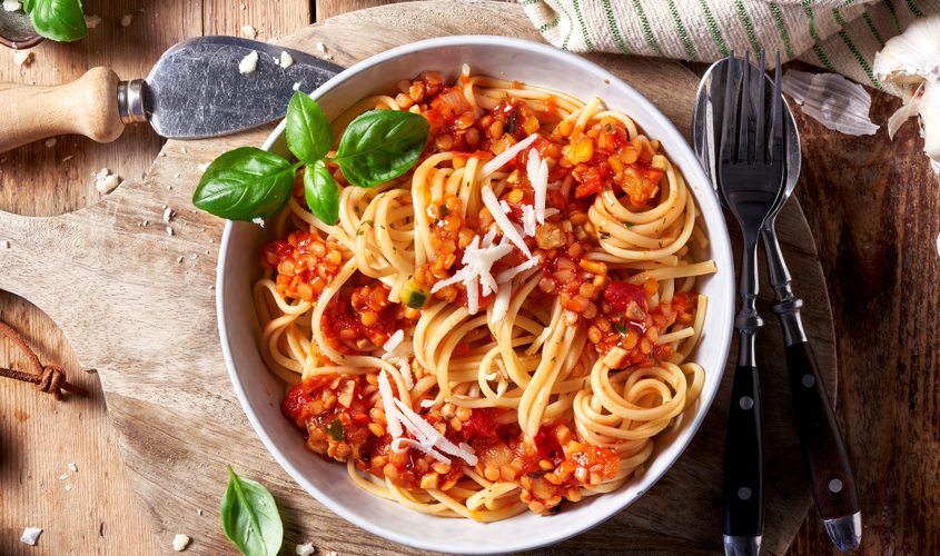 Pasta a la bolo&ntilde;esa vegetariana