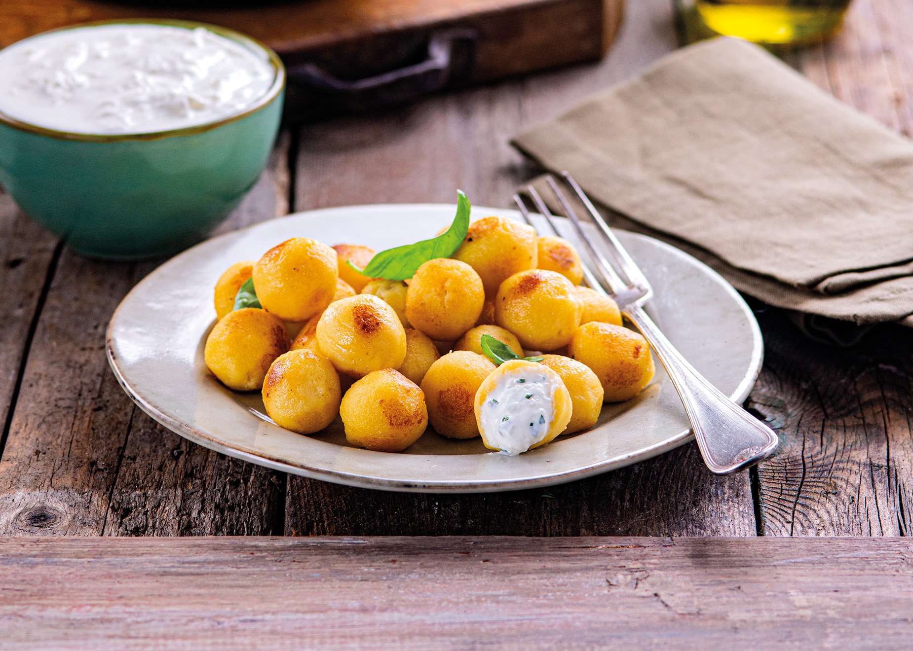 Gnocchi de queso burrata y albahaca